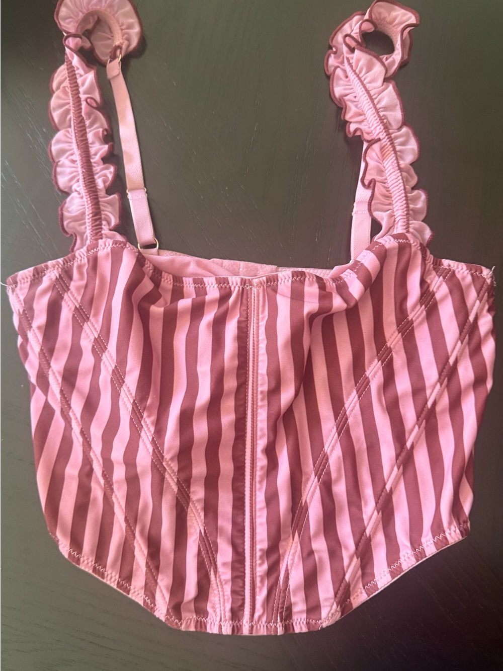 Ruffled Corset Striped Pink & Burgundy Urban  Outfitters Sz. M